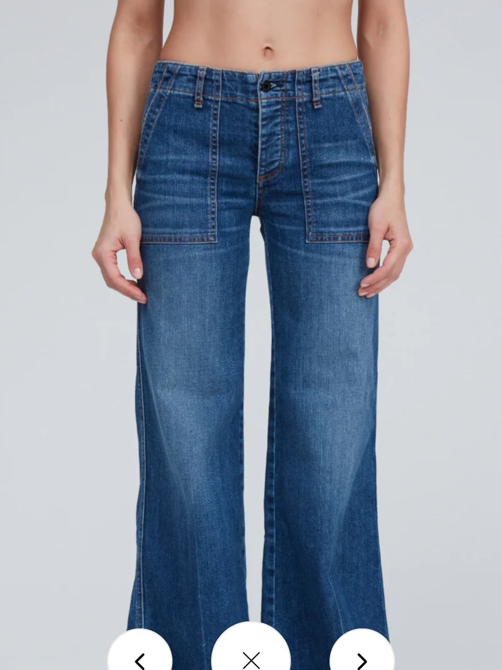 ASKK NY High-Rise Wide Leg Patch-Pocket Jeans — Indigo Blue
